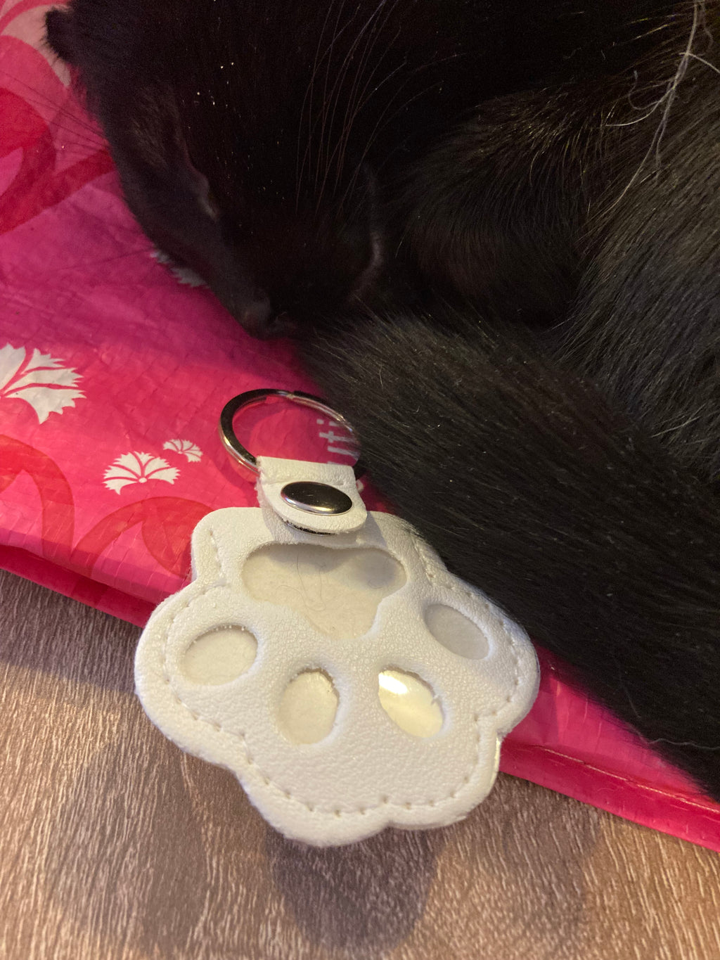 Porte-clés patte blanche Souvenir de chat